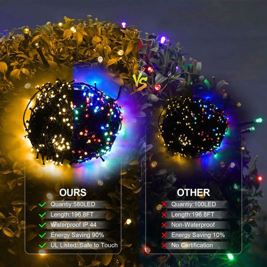 197FT Waterproof Christmas Lights
