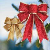 12/1pcs Glitter Bow Gold Red Xmas Tree