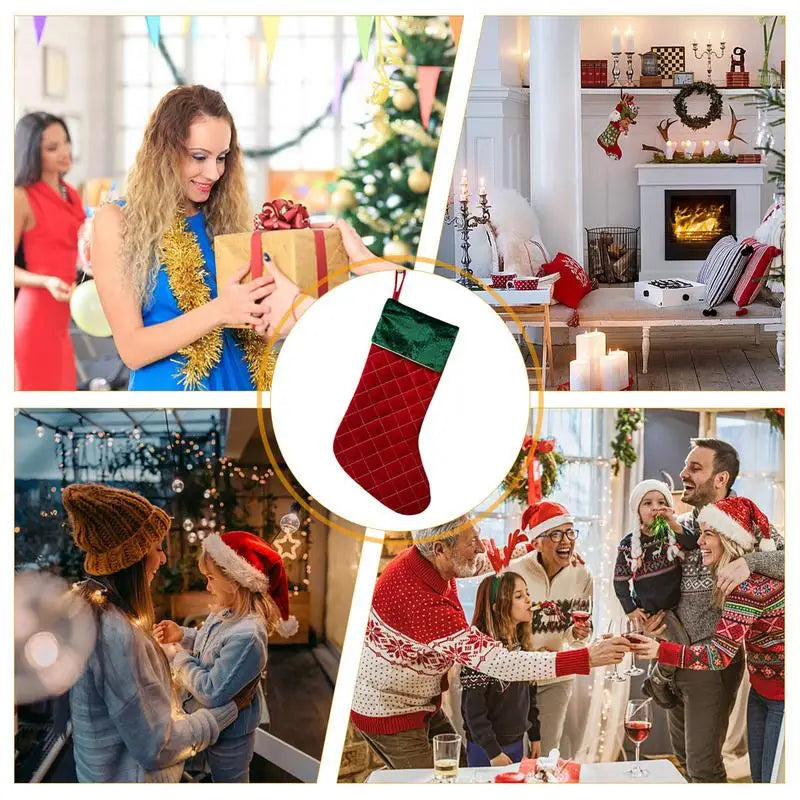 Christmas Stockings Large Space Stockings Bag Soft Fireplace Hangings Stockings Cute Stocking Decorations Smooth Christmas Sock