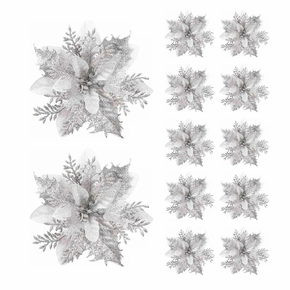 5/10pcs 14.5cm Christmas Flower Ornaments