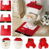 3pcs SET Merry Christmas Santa Toilet Seat Cover 3D Cartoon Bathroom Mat