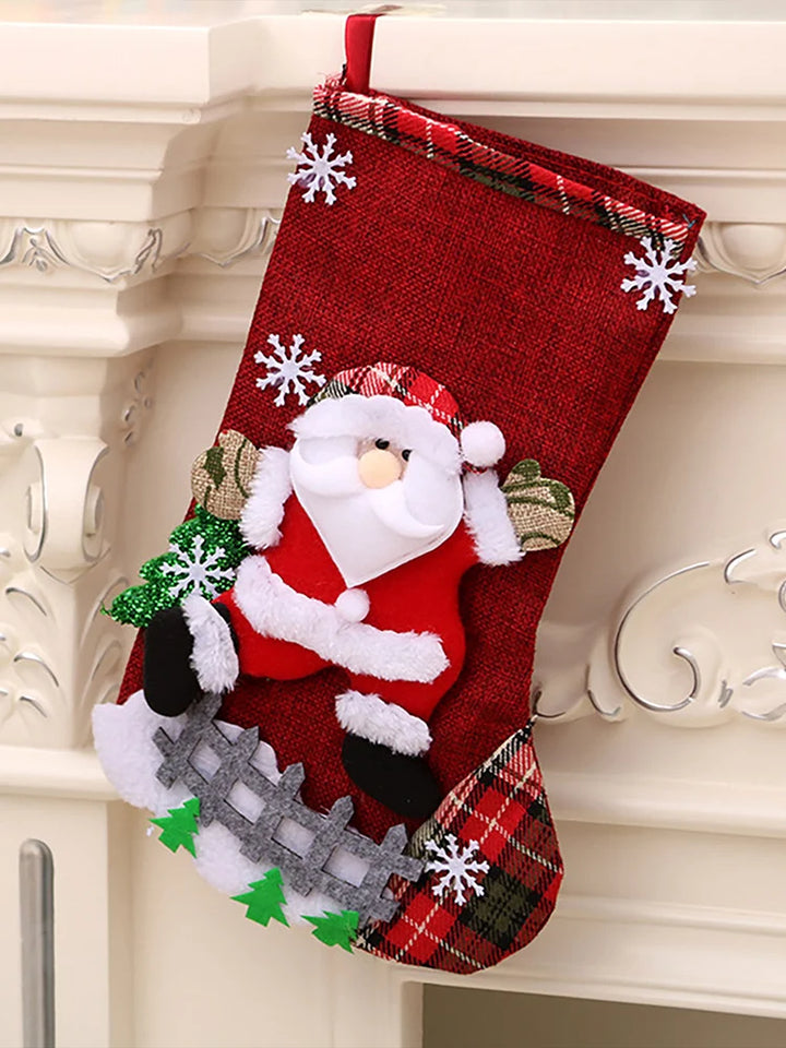 4Pcs Christmas Stockings Set Large Capacity Christmas Ornament Sock