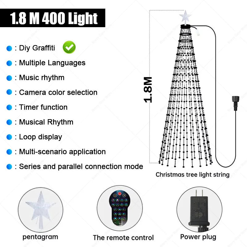 1.8/2.1M Smart RGB Fairy String Light Christmas Tree Light