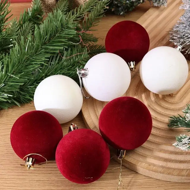 6cm Wine Red Velvet Christmas Balls