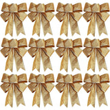 12/1pcs Glitter Bow Gold Red Xmas Tree