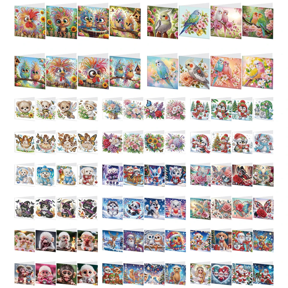 8Pcs Christmas Diamond Handmade Card