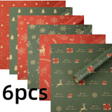 1/6pcs Christmas Wrapping Paper Vintage Kraft Paper Christmas Tree