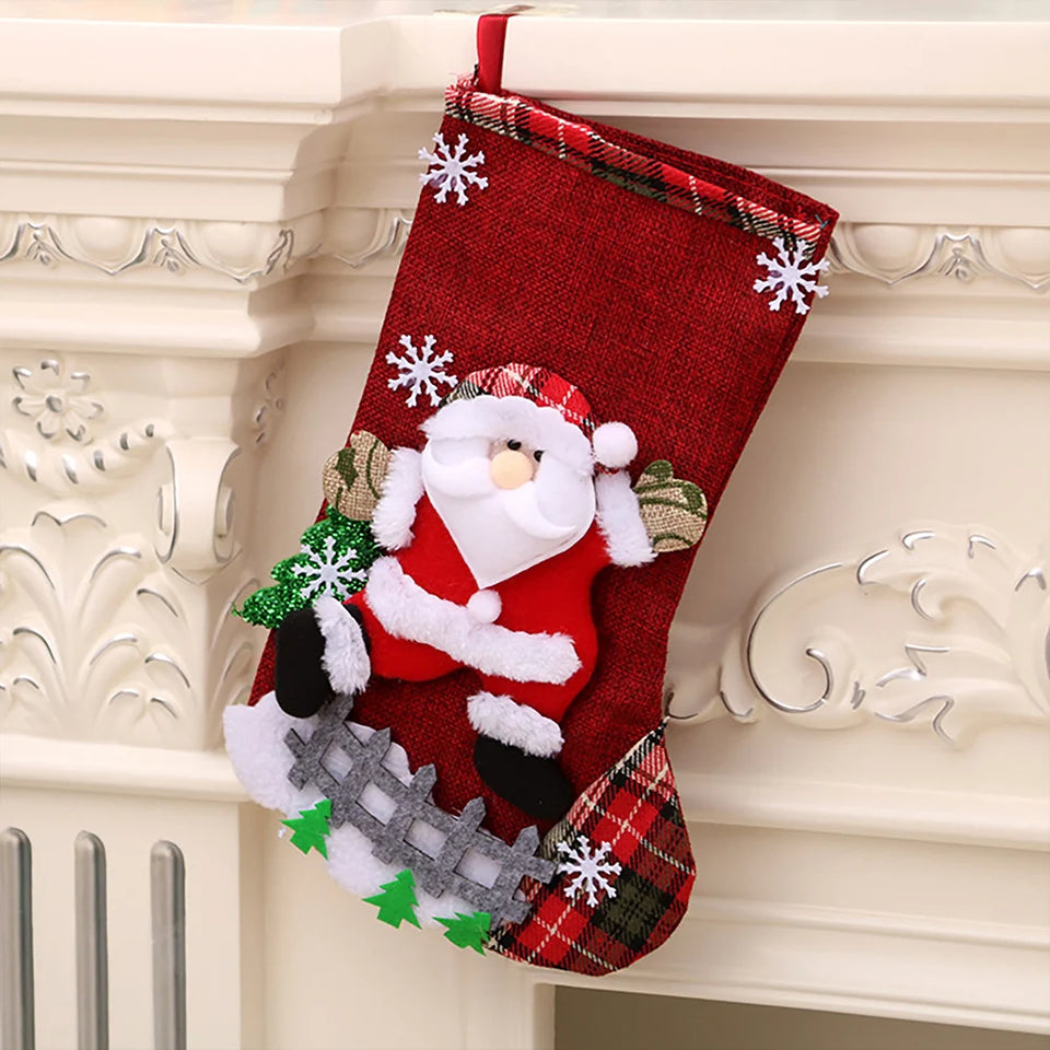 4Pcs Christmas Stockings Set Large Capacity Christmas Ornament Sock