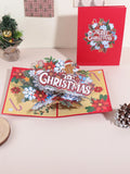 1PC Christmas snowflake floral pattern 3D pop-up greeting card