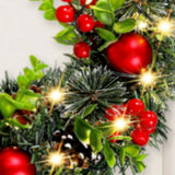 Elegant Red Christmas Wreath LED PVC Red Fruit Christmas Wreath