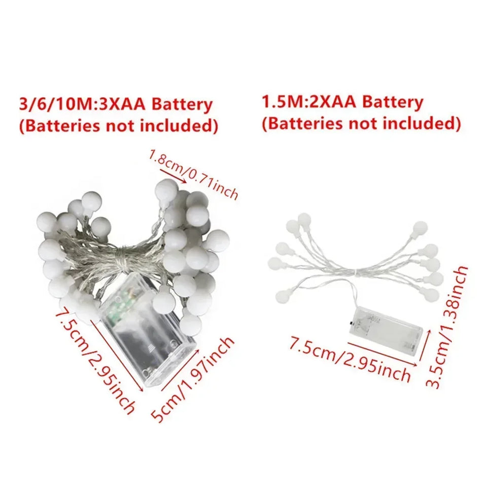 Battery Power Ball LED String Lights