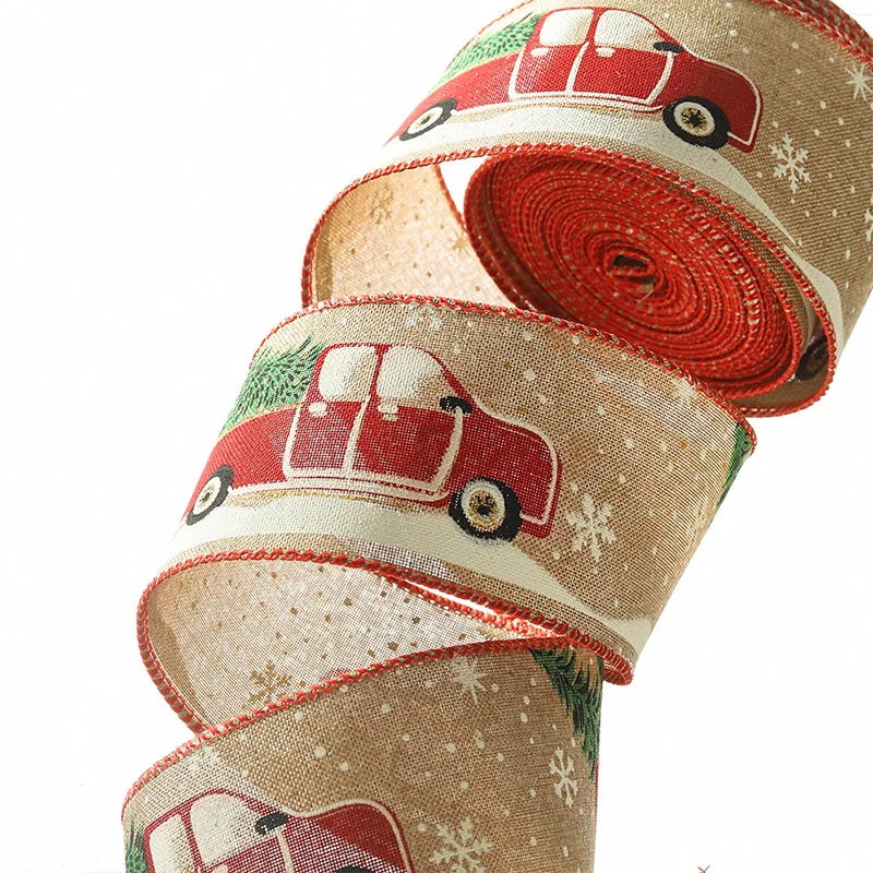 10yards 6cm Wide Printed Rib Band Christmas Bow