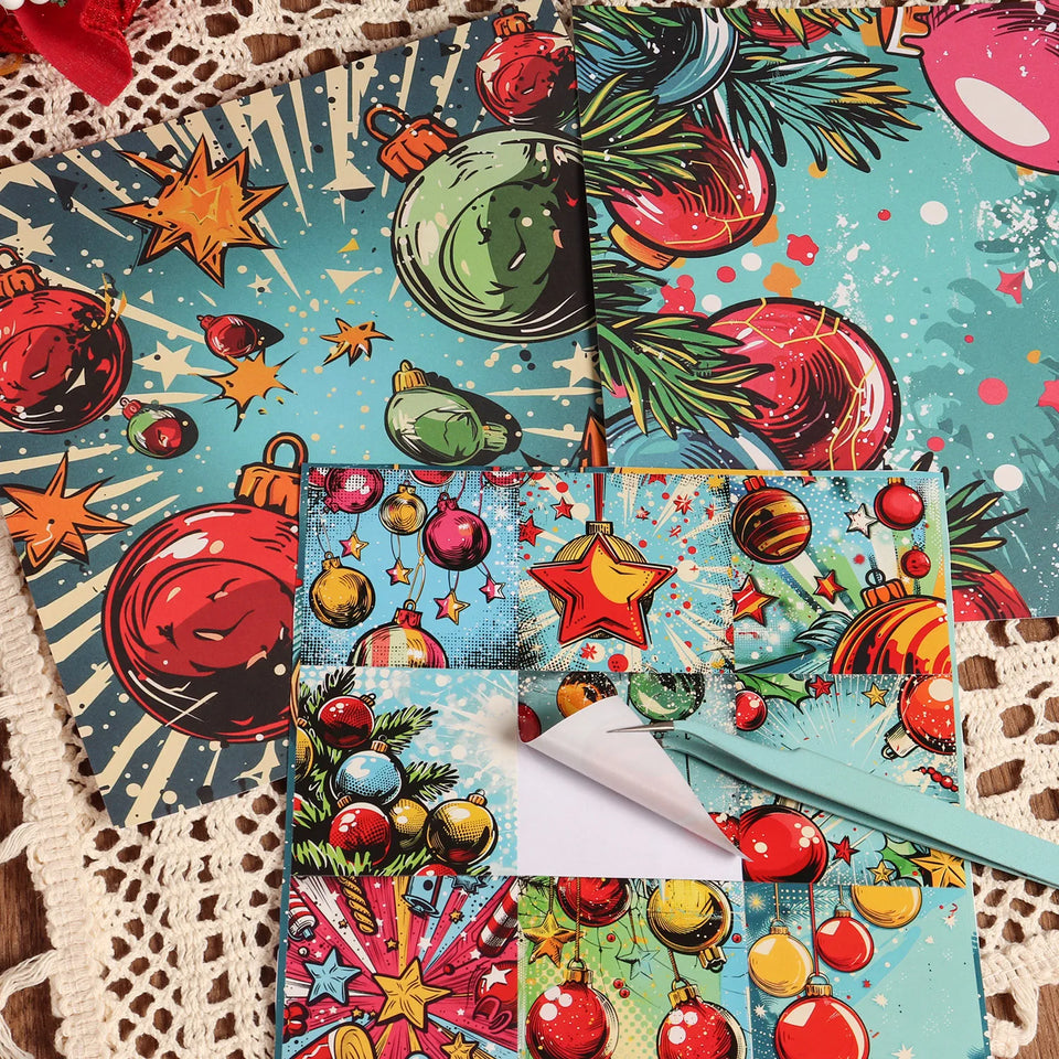 30pieces(12Papers and 18Stickers)Colorful Christmas