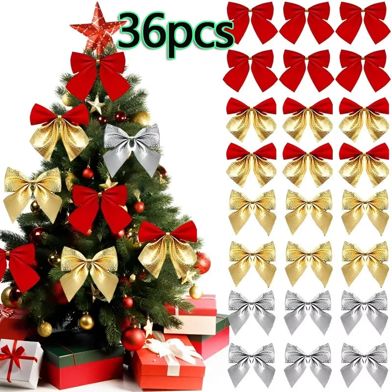 12/24/36pcs Christmas Bow Christmas Decoration