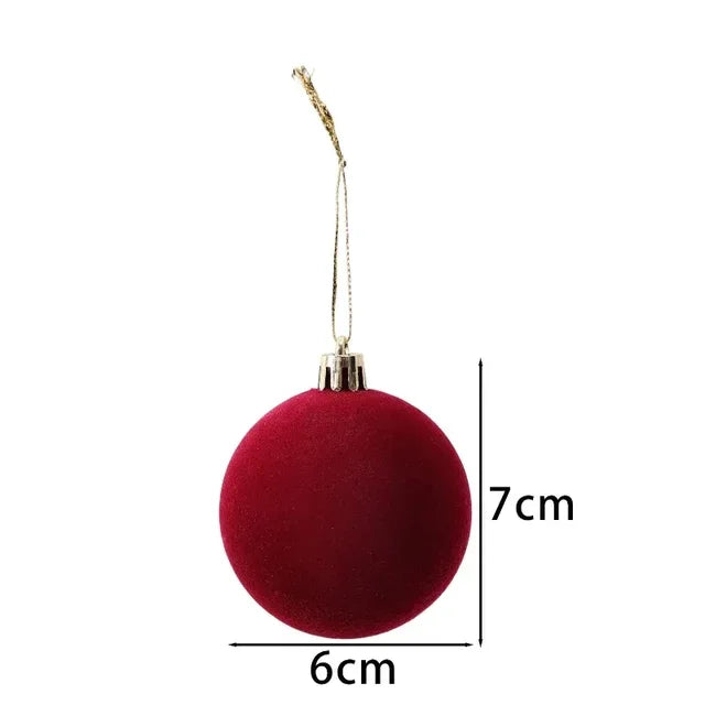 6cm Wine Red Velvet Christmas Balls