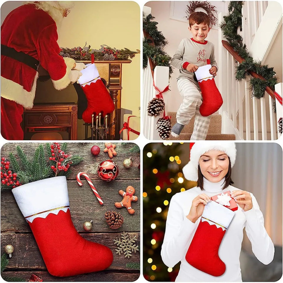 12 Pack Red Felt Christmas Stockings