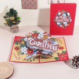 1PC Christmas snowflake floral pattern 3D pop-up greeting card