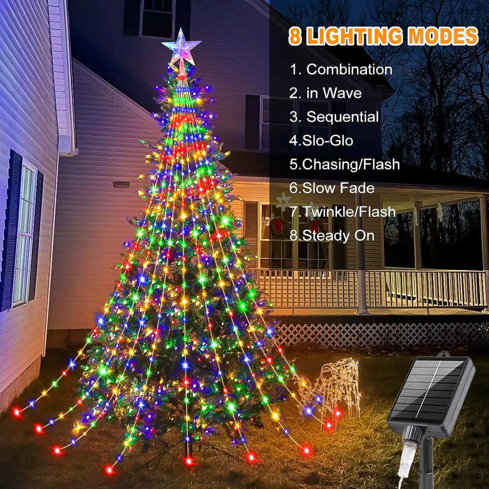 Outdoor Solar Waterfall Christmas Decorative Lights
