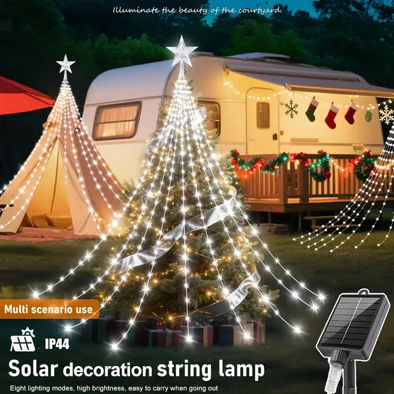 Outdoor Solar Waterfall Christmas Decorative Lights