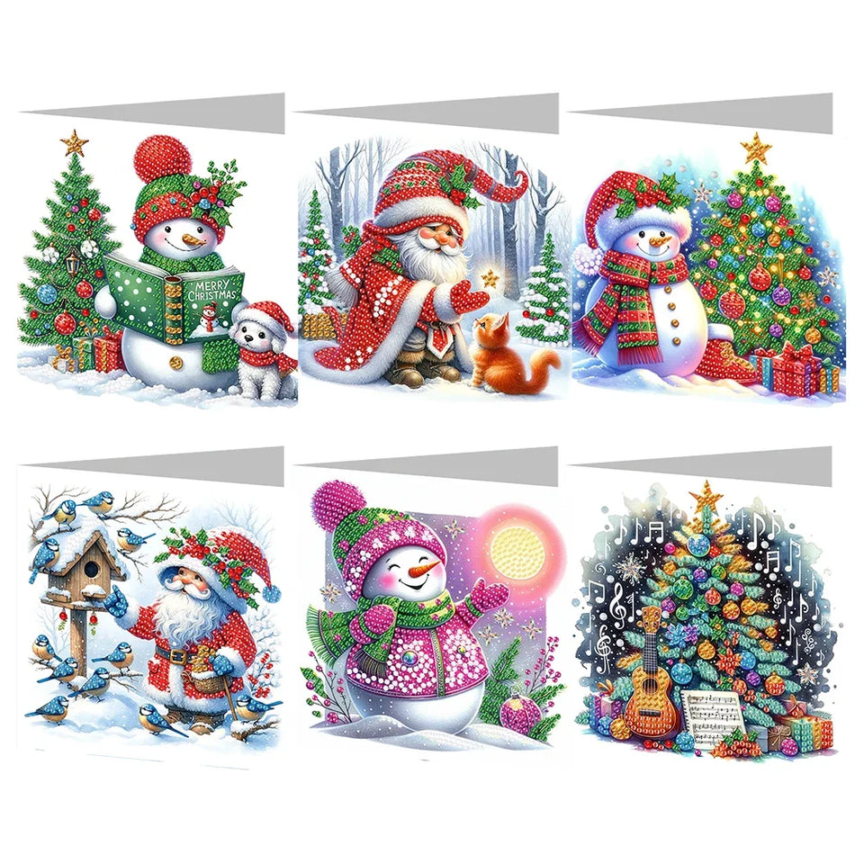 8Pcs Christmas Diamond Handmade Card