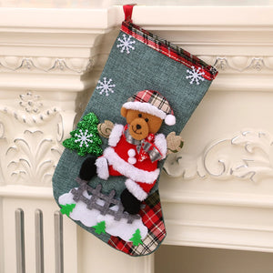 4Pcs Christmas Stockings Set Large Capacity Christmas Ornament Sock