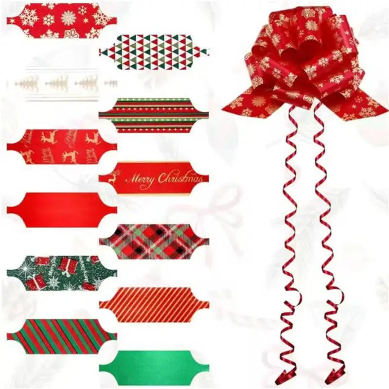 New 12PCS Christmas Pull String Bows