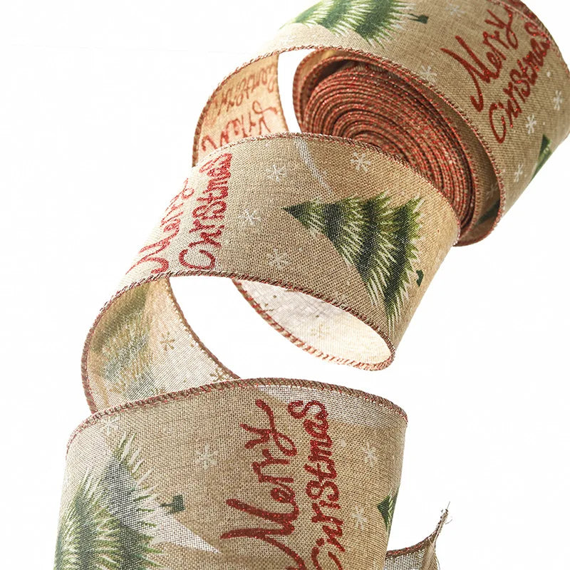 10yards 6cm Wide Printed Rib Band Christmas Bow