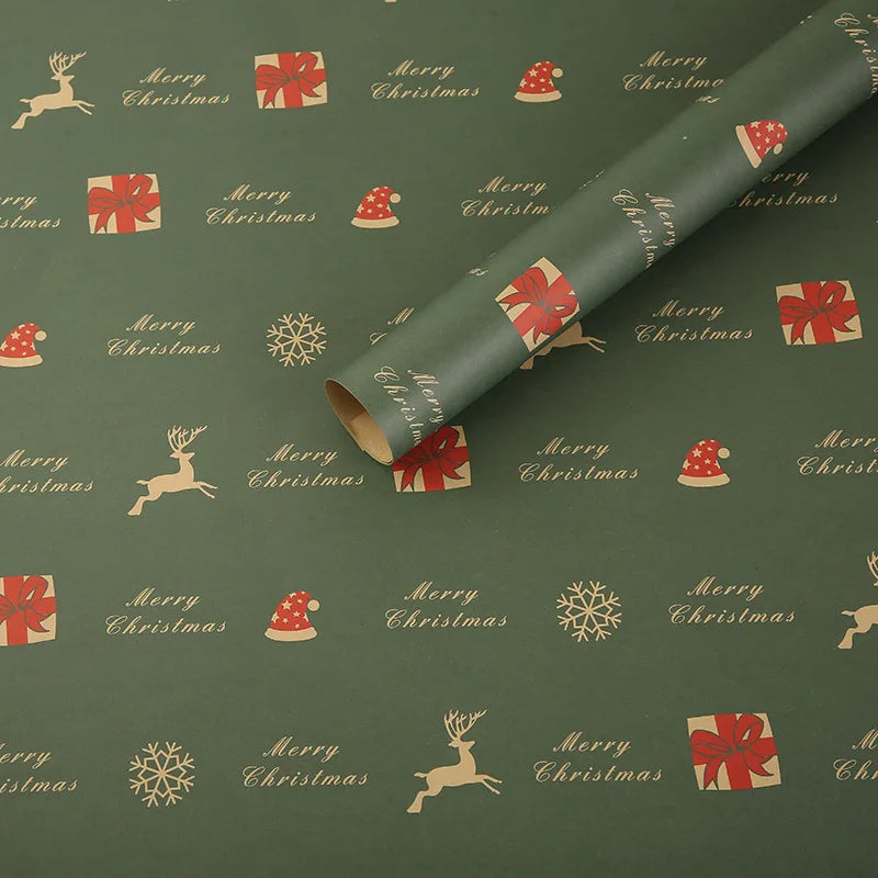1/6pcs Christmas Wrapping Paper Vintage Kraft Paper Christmas Tree