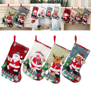 4Pcs Christmas Stockings Set Large Capacity Christmas Ornament Sock