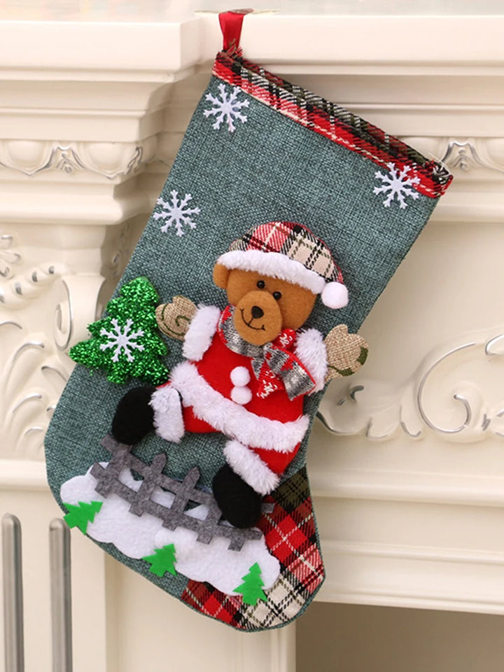 4Pcs Christmas Stockings Set Large Capacity Christmas Ornament Sock