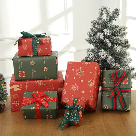 1/6pcs Christmas Wrapping Paper Vintage Kraft Paper Christmas Tree