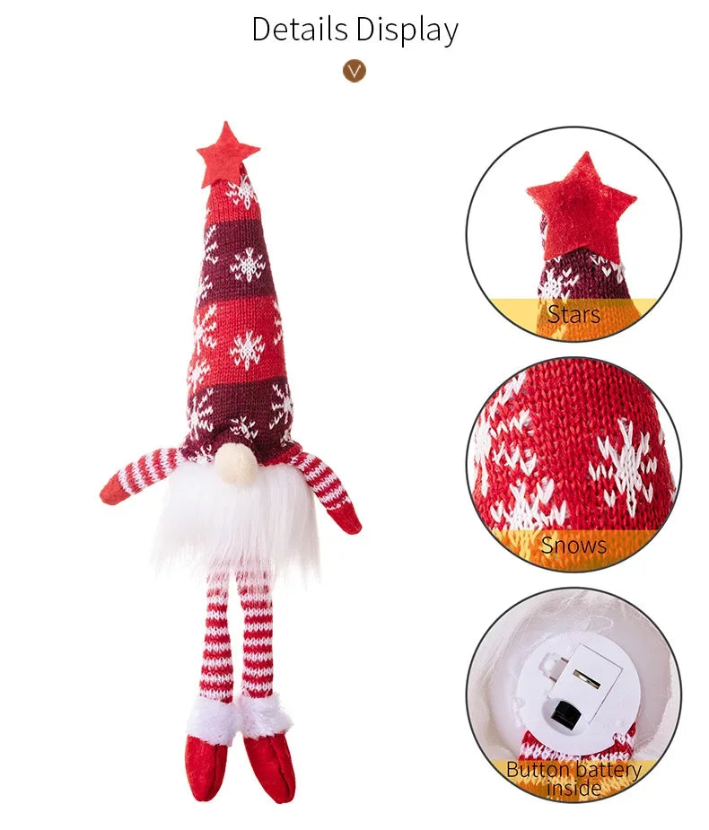 Christmas Faceless Doll Gnome Ornaments LED Light