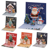 6Pcs Random Pattern 3D Christmas Greeting Cards