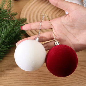 6cm Wine Red Velvet Christmas Balls