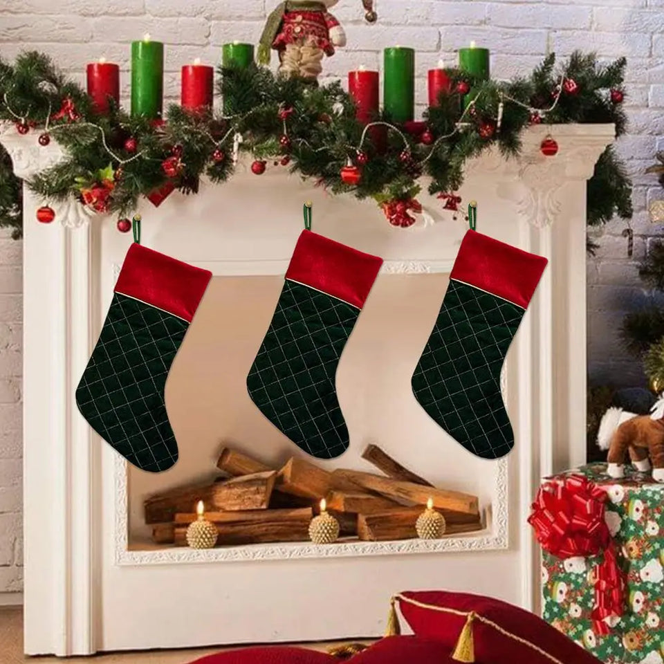 Christmas Stockings Large Space Stockings Bag Soft Fireplace Hangings Stockings Cute Stocking Decorations Smooth Christmas Sock