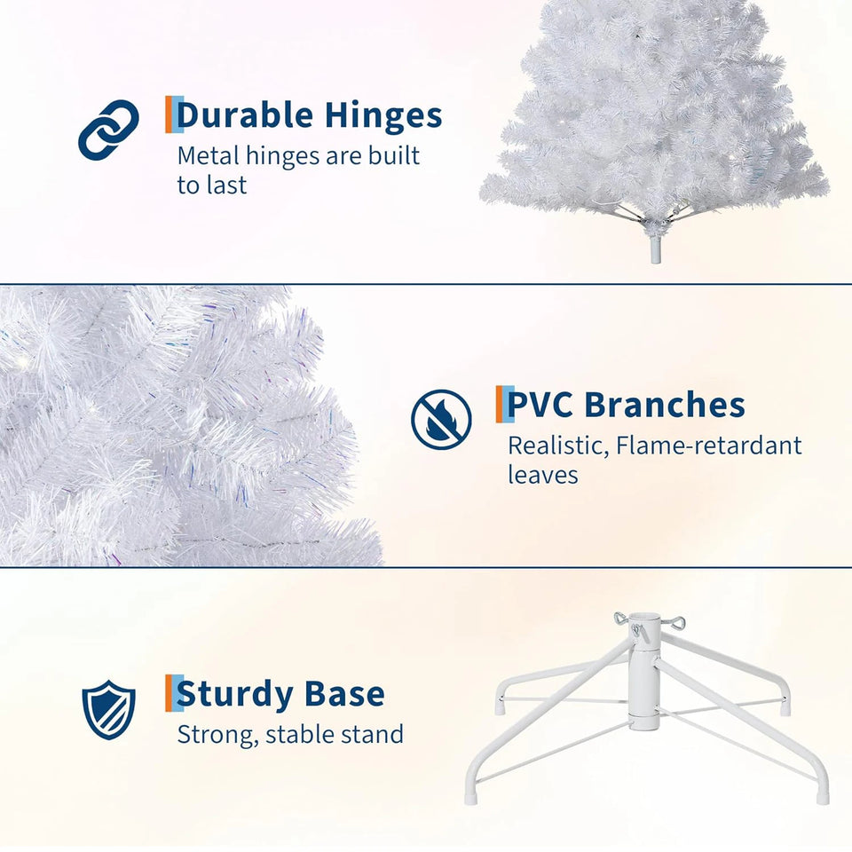 4.5/6/7.5/9Ft Prelit Christmas Tree Rose Gold Tinsel Christmas Tree