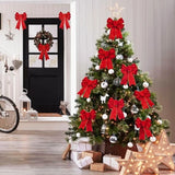 12/1pcs Glitter Bow Gold Red Xmas Tree