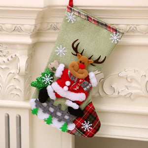 4Pcs Christmas Stockings Set Large Capacity Christmas Ornament Sock