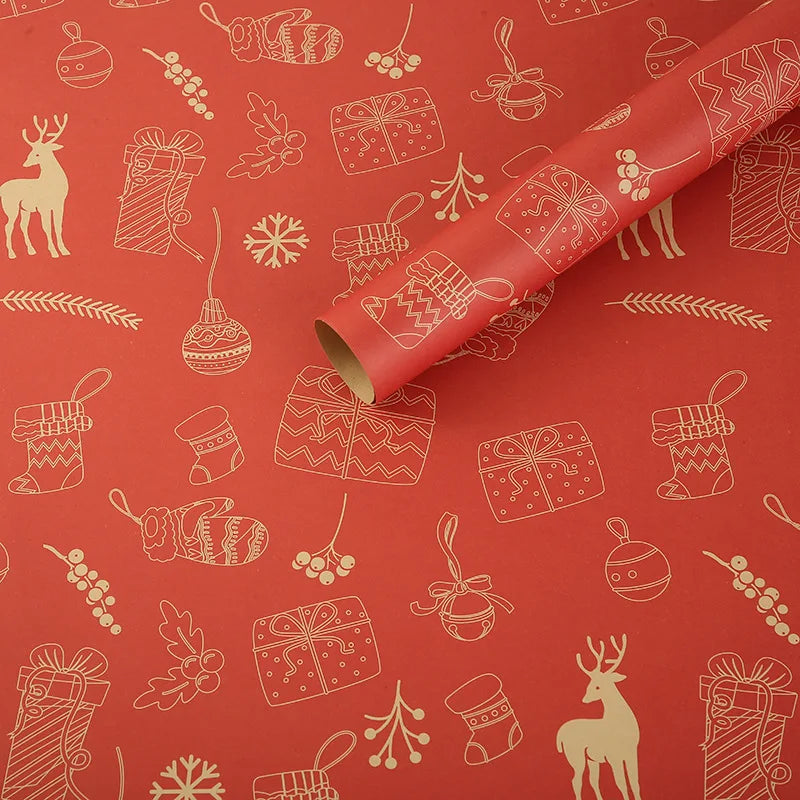 1/6pcs Christmas Wrapping Paper Vintage Kraft Paper Christmas Tree