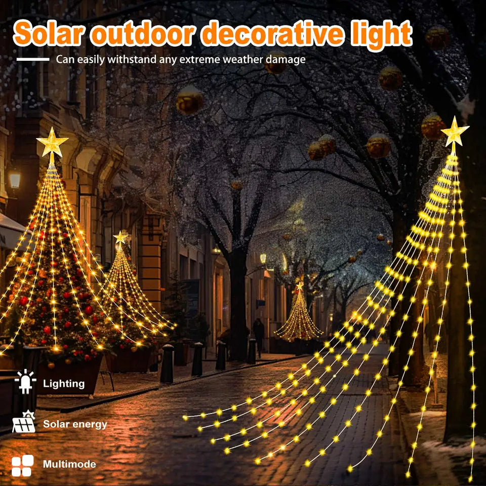 Outdoor Solar Waterfall Christmas Decorative Lights