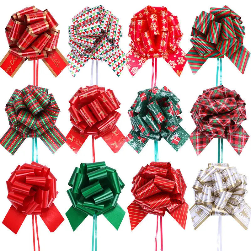 New 12PCS Christmas Pull String Bows
