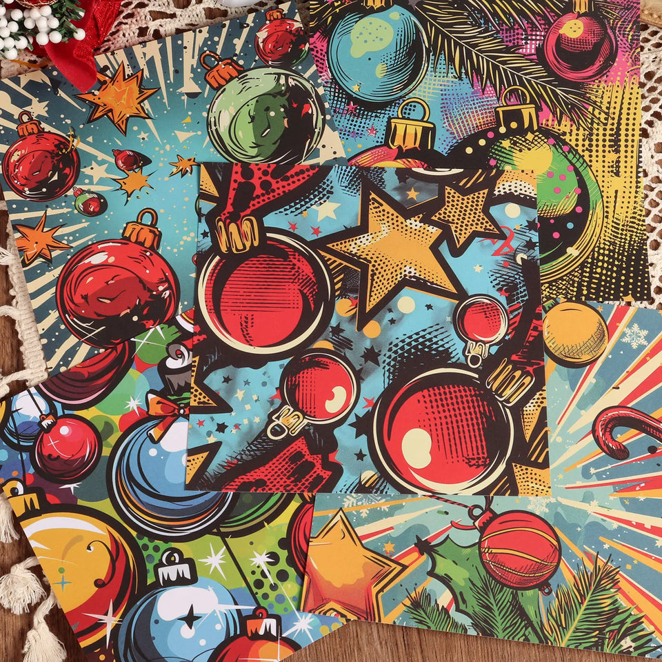 30pieces(12Papers and 18Stickers)Colorful Christmas