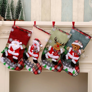 4Pcs Christmas Stockings Set Large Capacity Christmas Ornament Sock