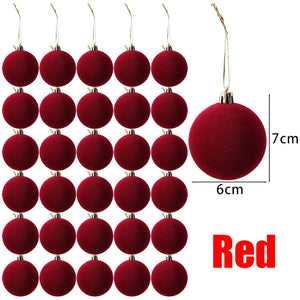 6cm Wine Red Velvet Christmas Balls