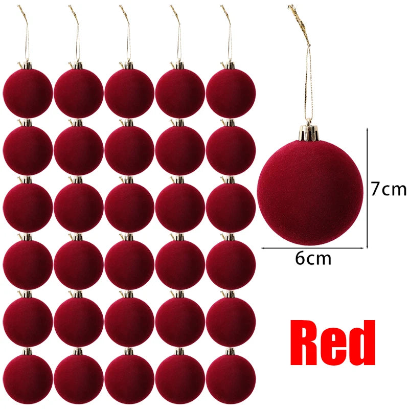 6cm Wine Red Velvet Christmas Balls