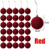 6cm Wine Red Velvet Christmas Balls