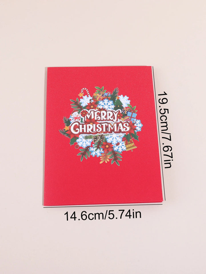 1PC Christmas snowflake floral pattern 3D pop-up greeting card