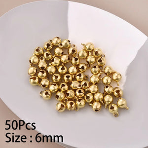 50Pcs 6mm Mini Aluminum Gold Colorful Jingle Pendant