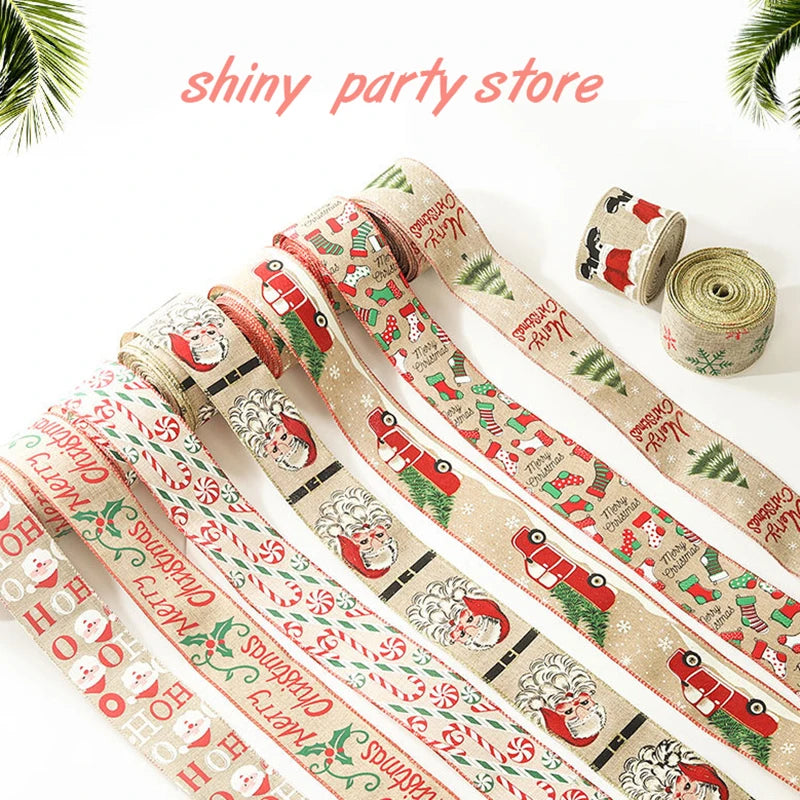 10yards 6cm Wide Printed Rib Band Christmas Bow