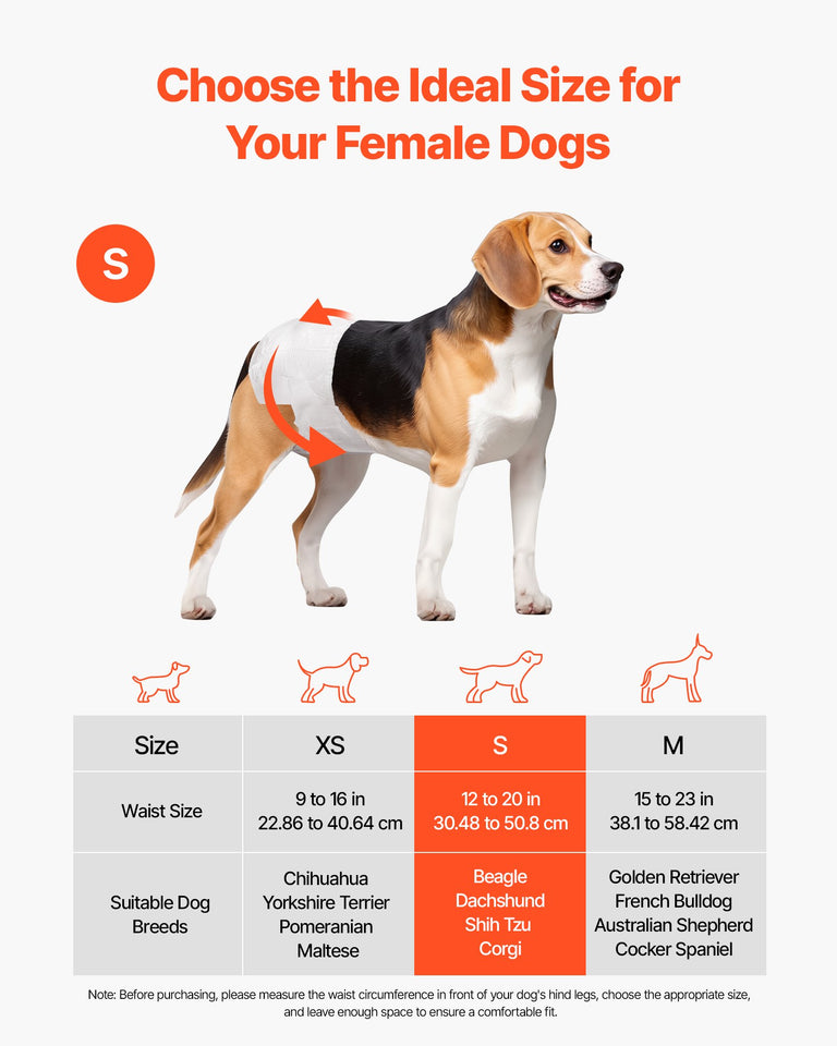 PupPants™ Female Dog Diapers (Size S) – 144 Count (2×72) Leak-Proof + Wetness Indicator